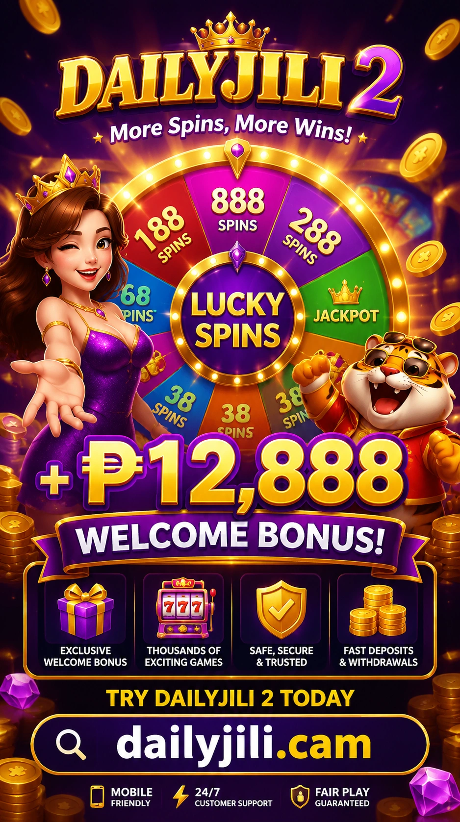 Bright slot reels and feature symbols displayed on a game screen